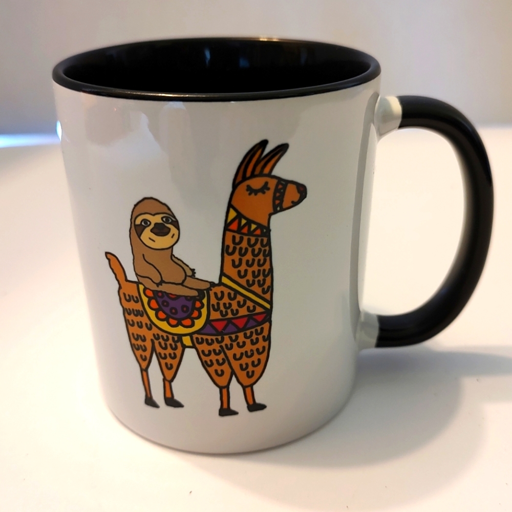 CafePress Cute Sloth Riding Llama Mugs 11 oz Ceramic Mug